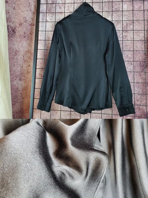 Max Mara MaxMara Black Silk Long Sleeve Shirt 0089 Size S / US 4 / IT 40 - 9 Thumbnail