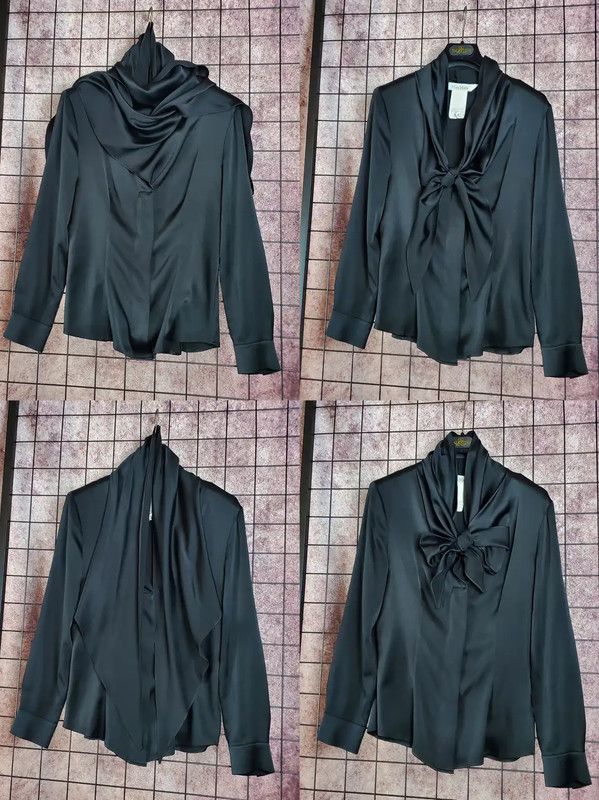 Max Mara MaxMara Black Silk Long Sleeve Shirt 0089 Size S / US 4 / IT 40 - 3 Thumbnail