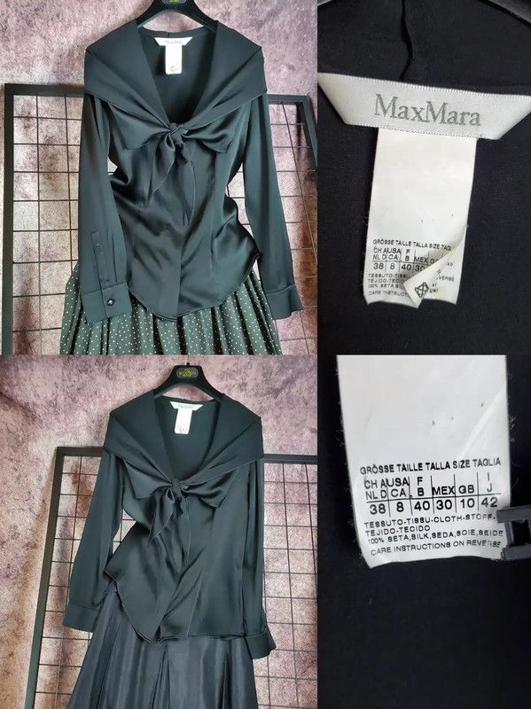 Max Mara MaxMara Black Silk Long Sleeve Shirt 0089 Size S / US 4 / IT 40 - 2 Thumbnail