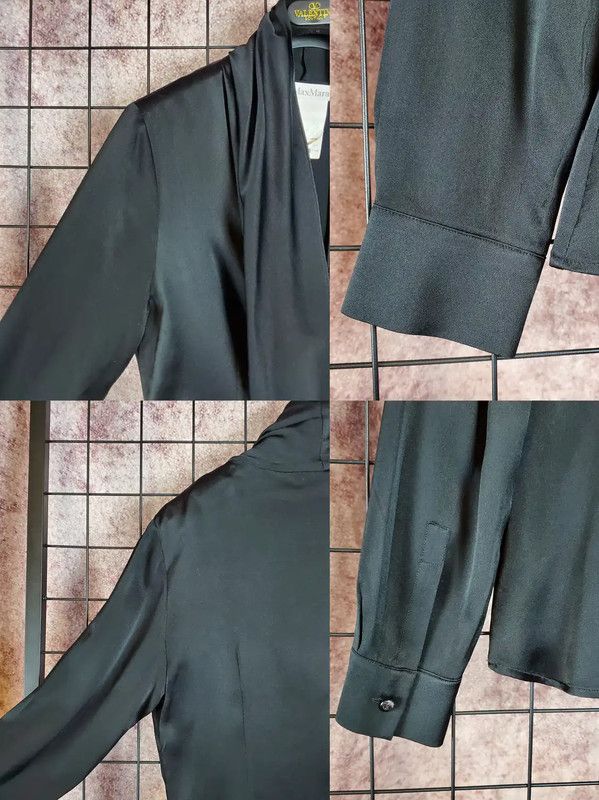 Max Mara MaxMara Black Silk Long Sleeve Shirt 0089 Size S / US 4 / IT 40 - 8 Thumbnail