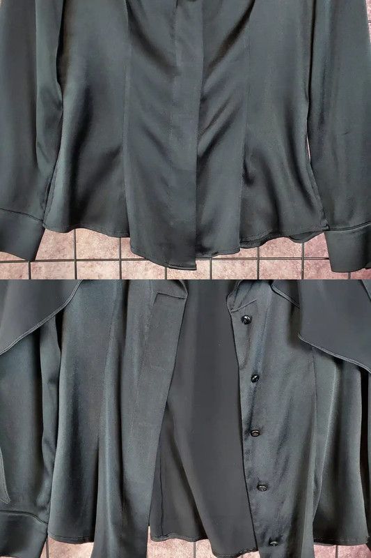 Max Mara MaxMara Black Silk Long Sleeve Shirt 0089 Size S / US 4 / IT 40 - 7 Thumbnail