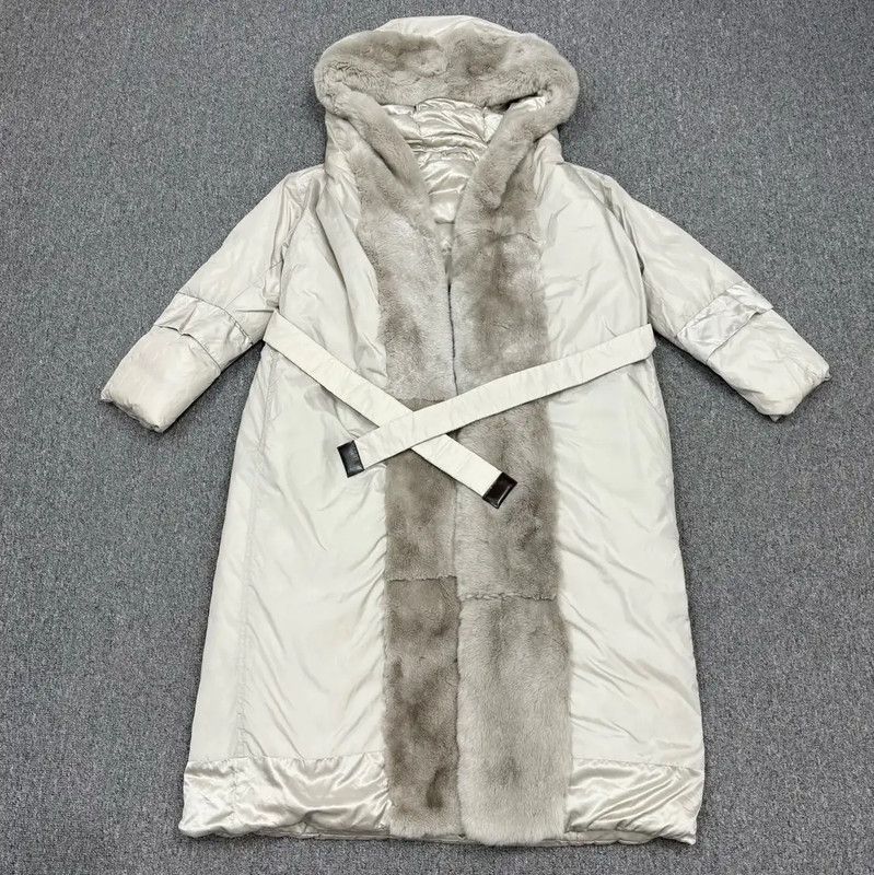 Max Mara MaxMara Gray Women's Down Coat with Fur 0089 Size M / US 6-8 / IT 42-44 - 2 Thumbnail