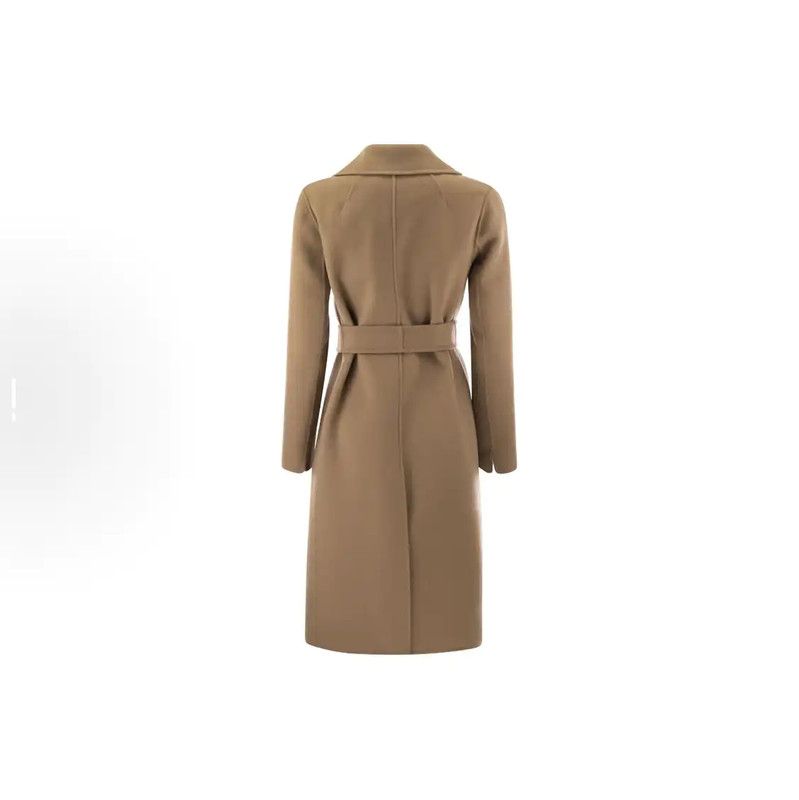 Max Mara MaxMara Elegant Khaki Wool Coat for Women 0089 Size XS / US 0-2 / IT 36-38 - 2 Thumbnail