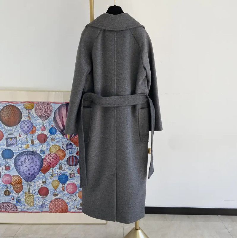 Max Mara MaxMara Women's Long Gray Wool Coat 0089 Size M / US 6-8 / IT 42-44 - 3 Thumbnail