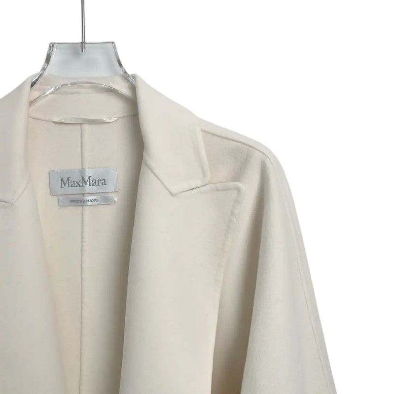 Max Mara MaxMara White Wool Women's Coat 0089 Size M / US 6-8 / IT 42-44 - 3 Thumbnail