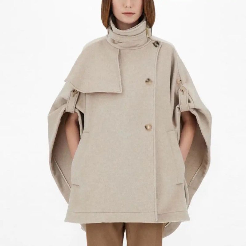 Max Mara MaxMara Beige Cotton Women's Overcoat 0089 Size ONE SIZE - 9 Thumbnail