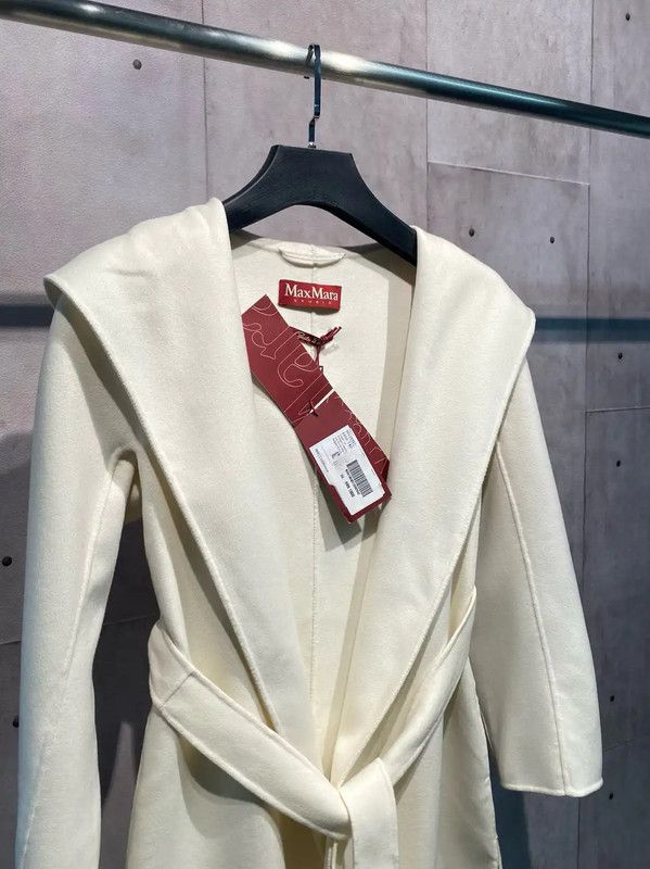 Max Mara MaxMara Women's White Wool Blend Winter Coat 0089 Size L / US 10 / IT 46 - 2 Thumbnail