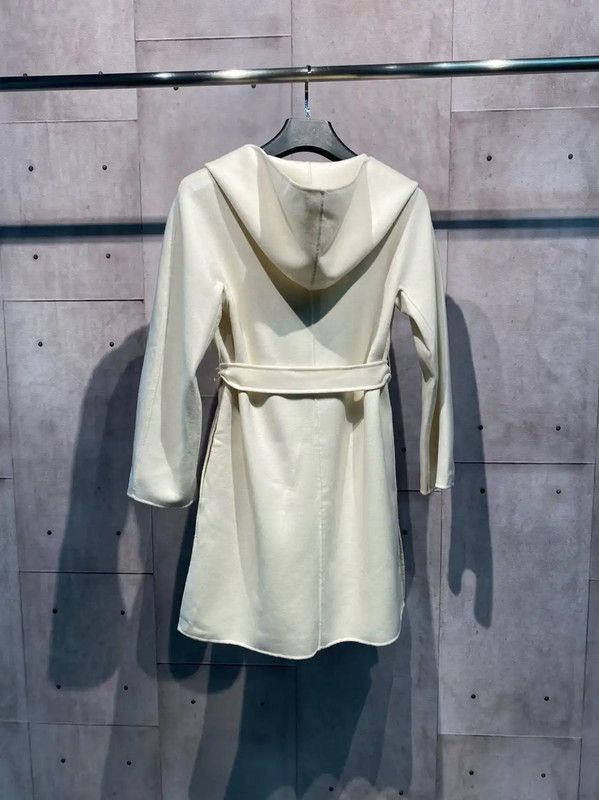 Max Mara MaxMara Women's White Wool Blend Winter Coat 0089 Size L / US 10 / IT 46 - 3 Thumbnail