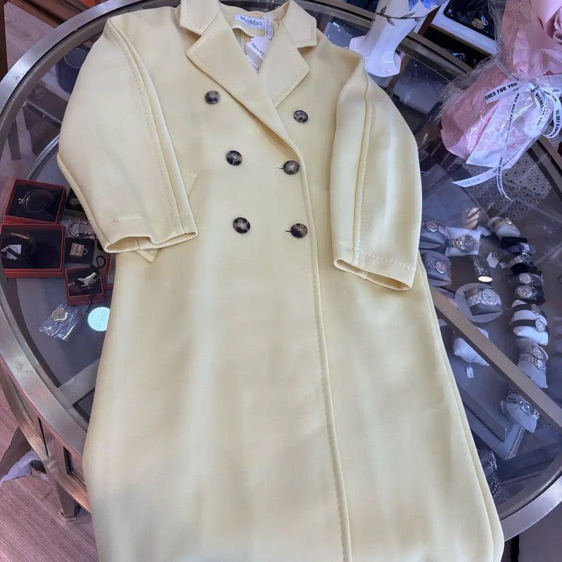 Max Mara MaxMara Spring Autumn Yellow Cotton Long Coat 0089 Size M / US 6-8 / IT 42-44 - 4 Thumbnail