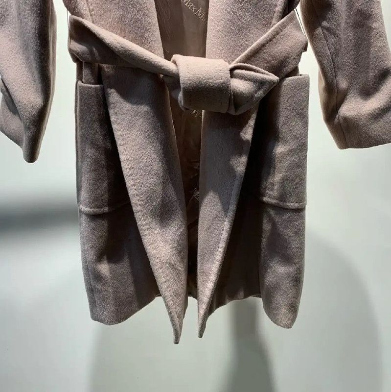 Max Mara MaxMara Light Pink Wool Women's Coat 0089 Size ONE SIZE - 6 Thumbnail