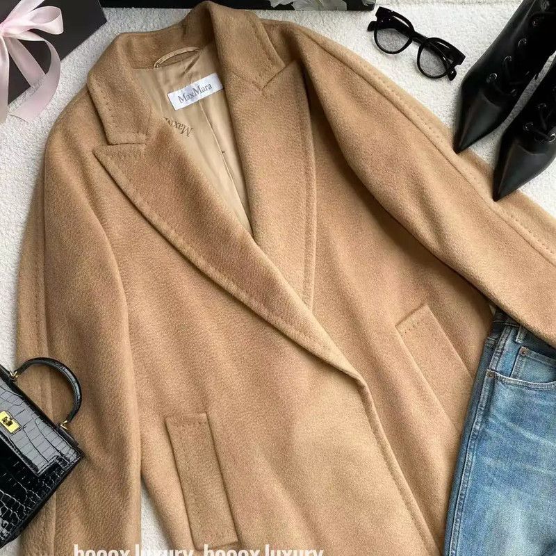Max Mara MaxMara Camel Wool Blend Women's Coat 0089 Size ONE SIZE - 4 Thumbnail