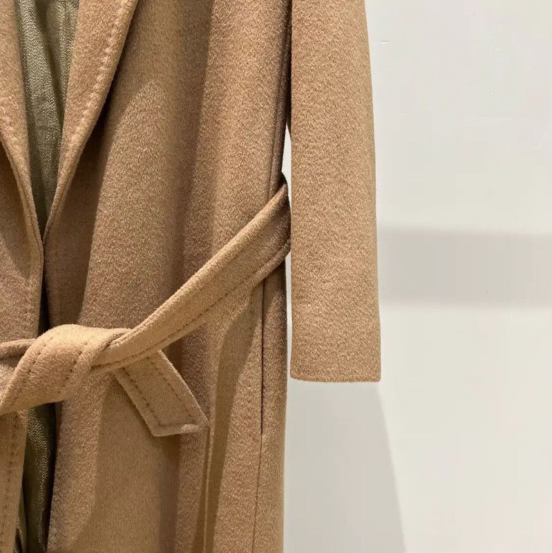 Max Mara MaxMara Long Wool Blend Coat in Khaki 0089 Size M / US 6-8 / IT 42-44 - 4 Thumbnail