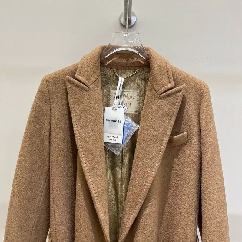 Max Mara MaxMara Long Wool Blend Coat in Khaki 0089 Size M / US 6-8 / IT 42-44 - 3 Thumbnail