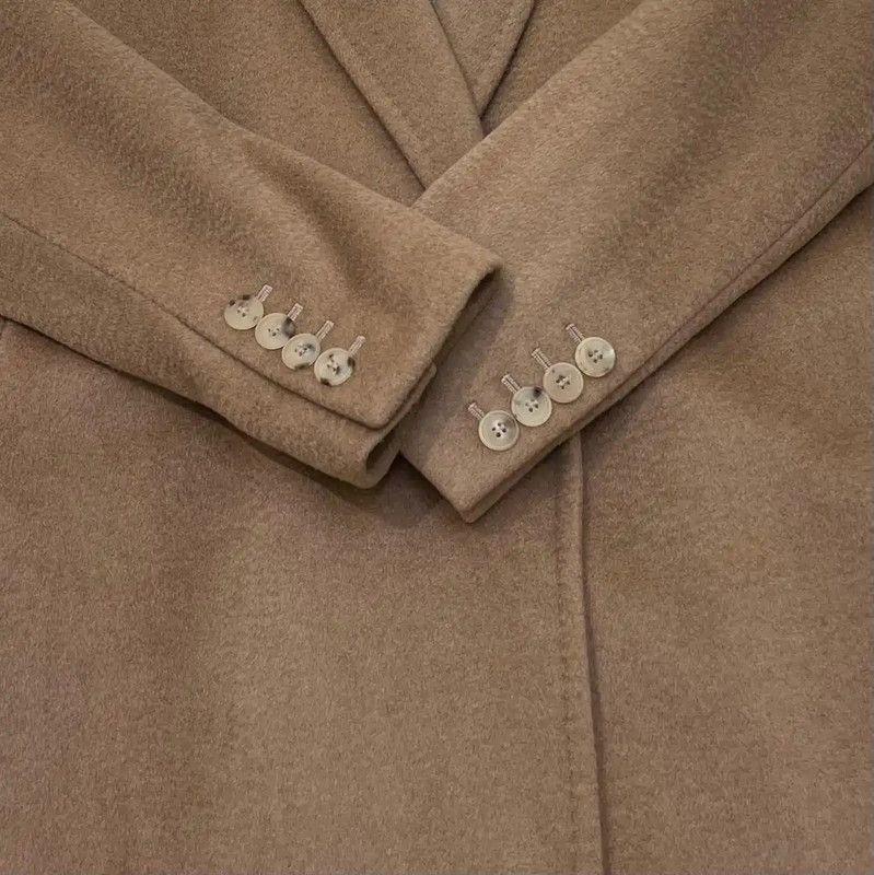 Max Mara MaxMara Long Wool Blend Coat in Khaki 0089 Size M / US 6-8 / IT 42-44 - 5 Thumbnail