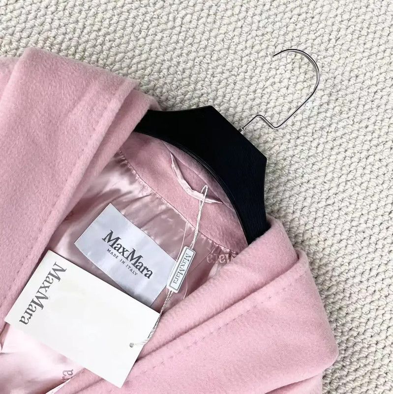Max Mara MaxMara Pink Alpaca Wool Coat with Logo 0089 Size M / US 6-8 / IT 42-44 - 3 Thumbnail