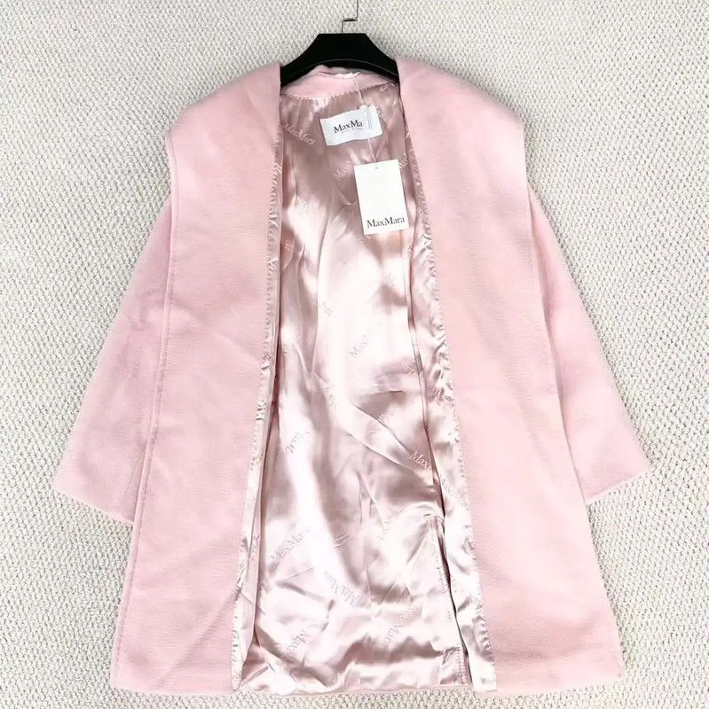 Max Mara MaxMara Pink Alpaca Wool Coat with Logo 0089 Size M / US 6-8 / IT 42-44 - 4 Thumbnail