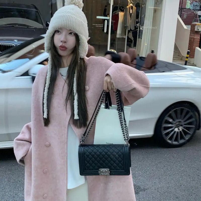 Max Mara MaxMara Pink Alpaca Wool Coat with Logo 0089 Size M / US 6-8 / IT 42-44 - 9 Thumbnail