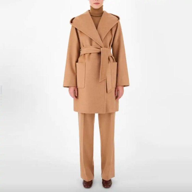 Max Mara MaxMara Women’s Wool Coat in Light Brown 0089 Size ONE SIZE - 7 Thumbnail