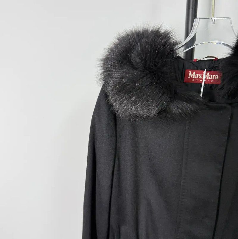 Max Mara MaxMara Black Cashmere Women's Coat 0089 Size S / US 4 / IT 40 - 3 Thumbnail
