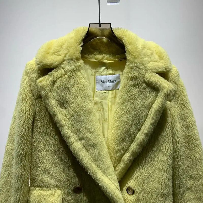 Max Mara MaxMara Cozy Yellow Wool Coat for Women 0089 Size ONE SIZE - 3 Thumbnail
