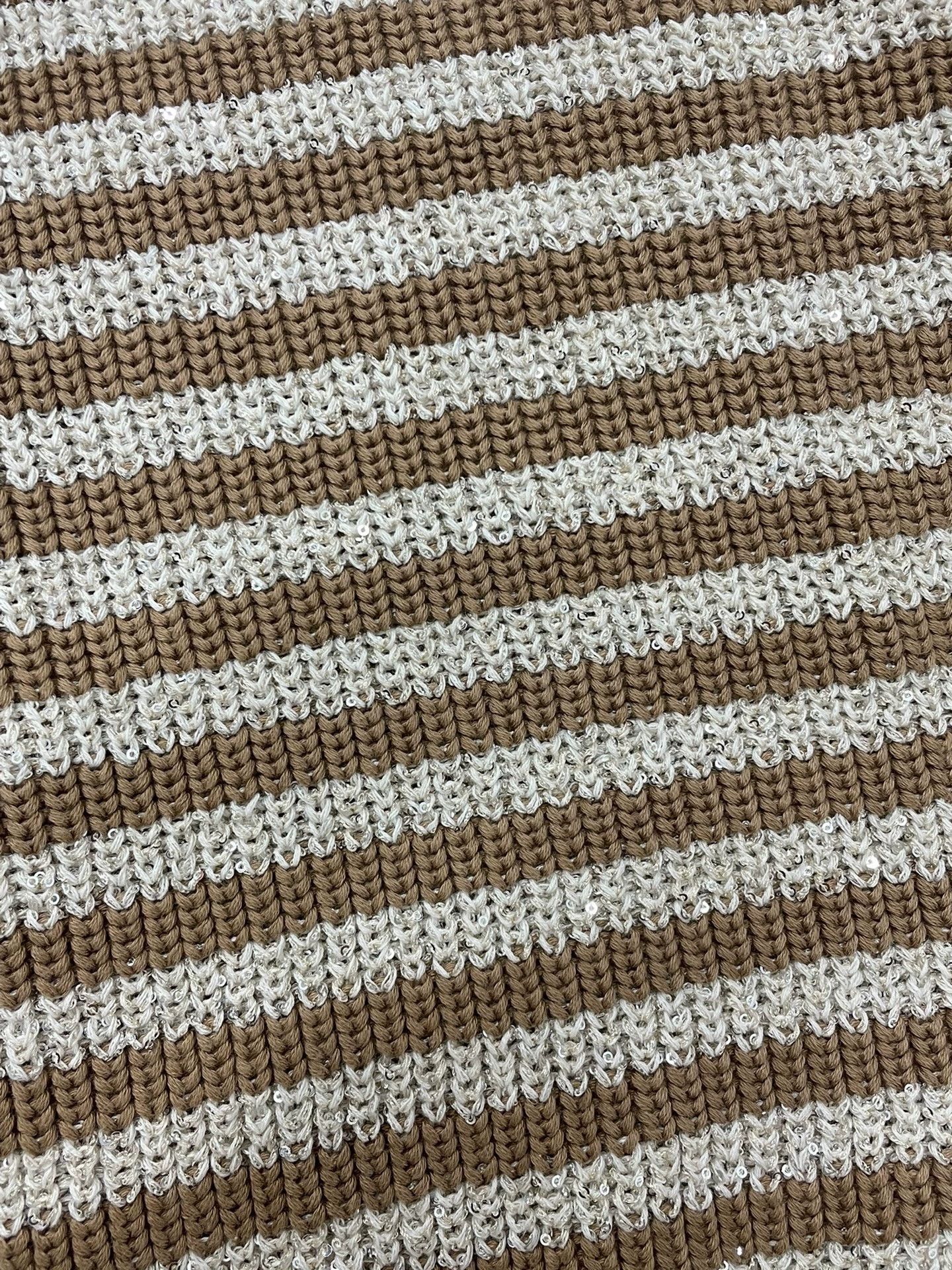 Brunello Cucinelli Brunello Cucinelli Brown Sequin Stripe Sweater - dmc Size US XXL / EU 58 / 5 - 2 Thumbnail