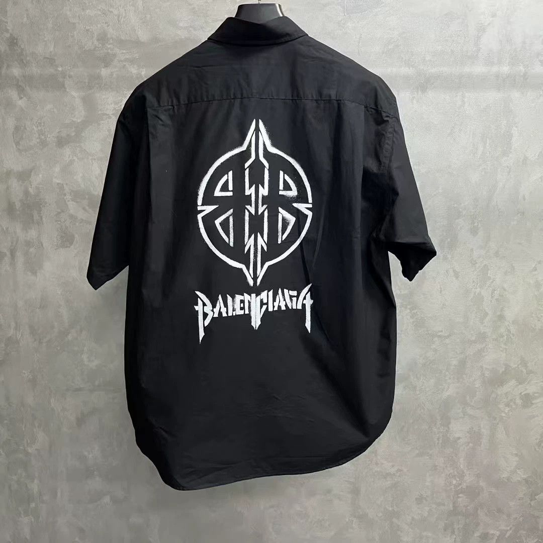 Balenciaga Balenciaga Black Printed Short Sleeve Shirt - dmc Size US M / EU 48-50 / 2 - 2 Thumbnail