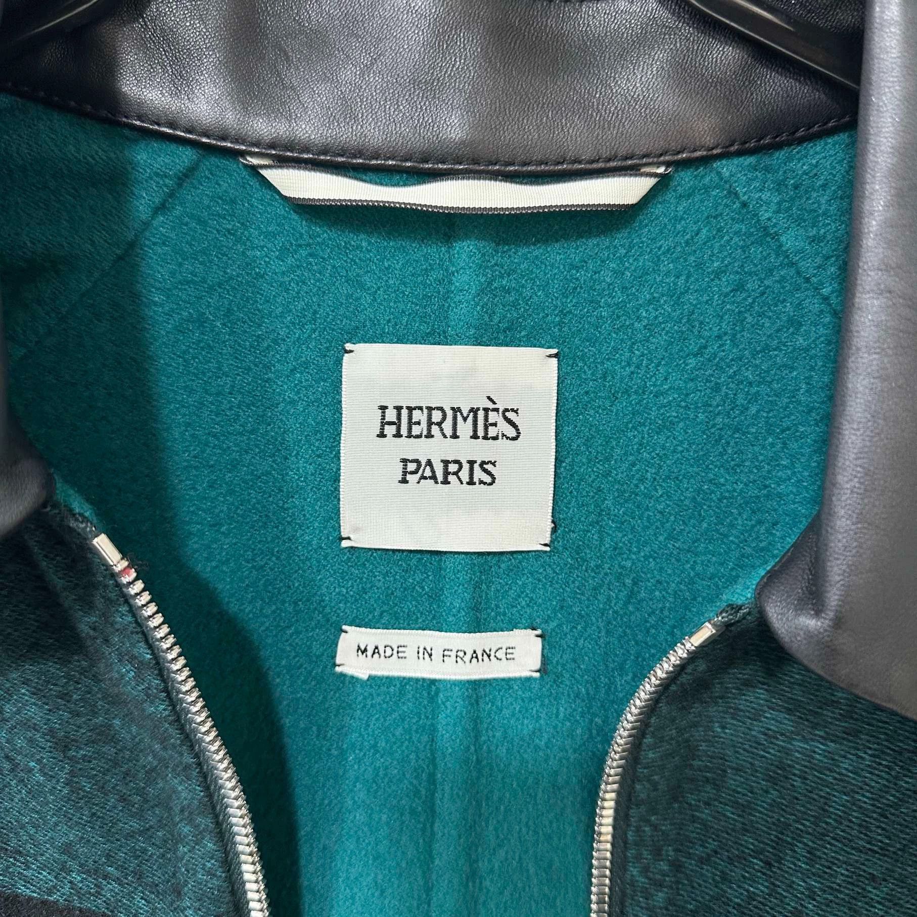 Hermes Striped Leather Trim Cashmere Coat - dmc Size US XS / EU 42 / 0 - 4 Thumbnail