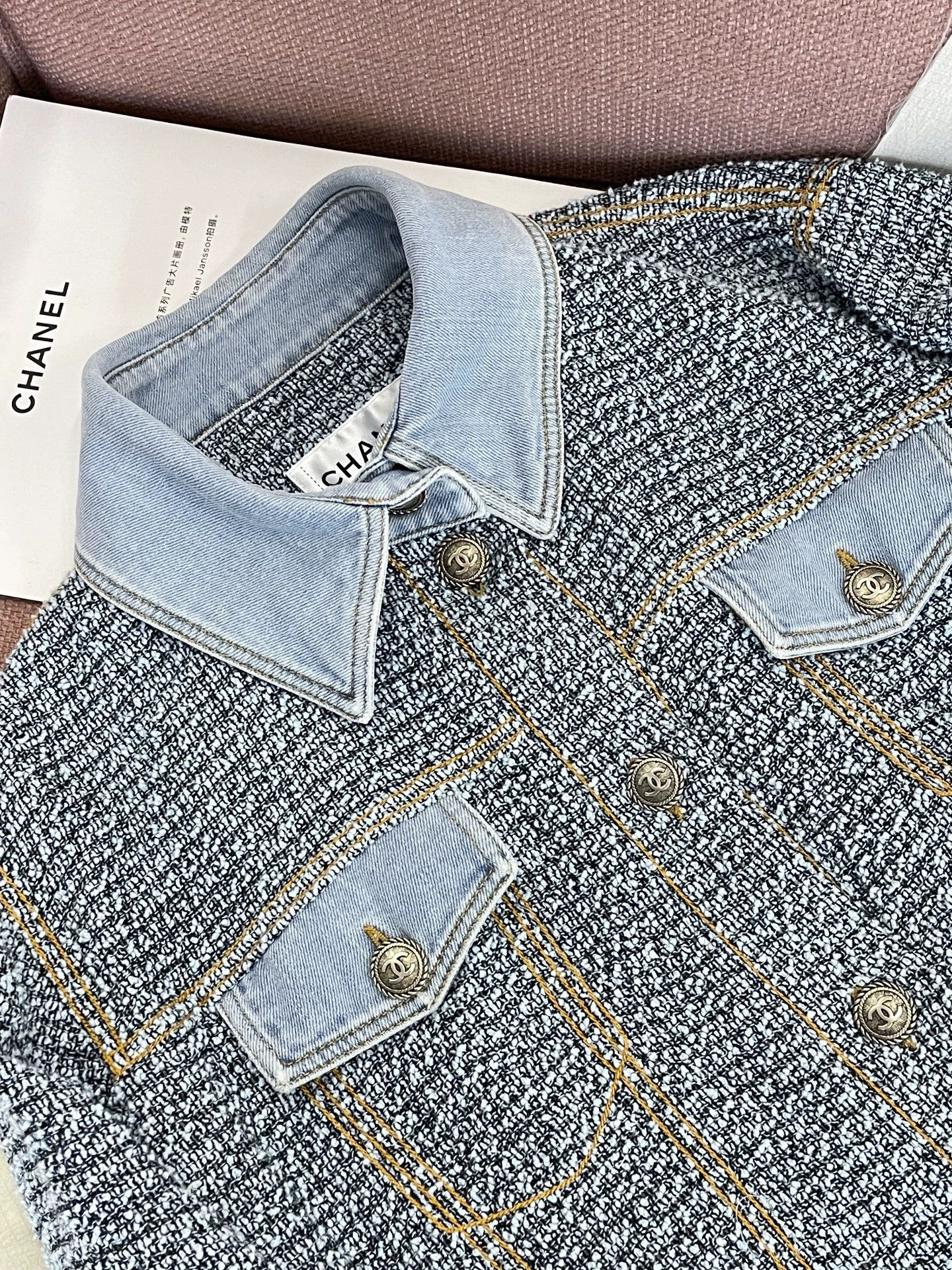 Chanel Chanel Blue Denim Tweed Jacket - dmc Size US XL / EU 56 / 4 - 2 Thumbnail