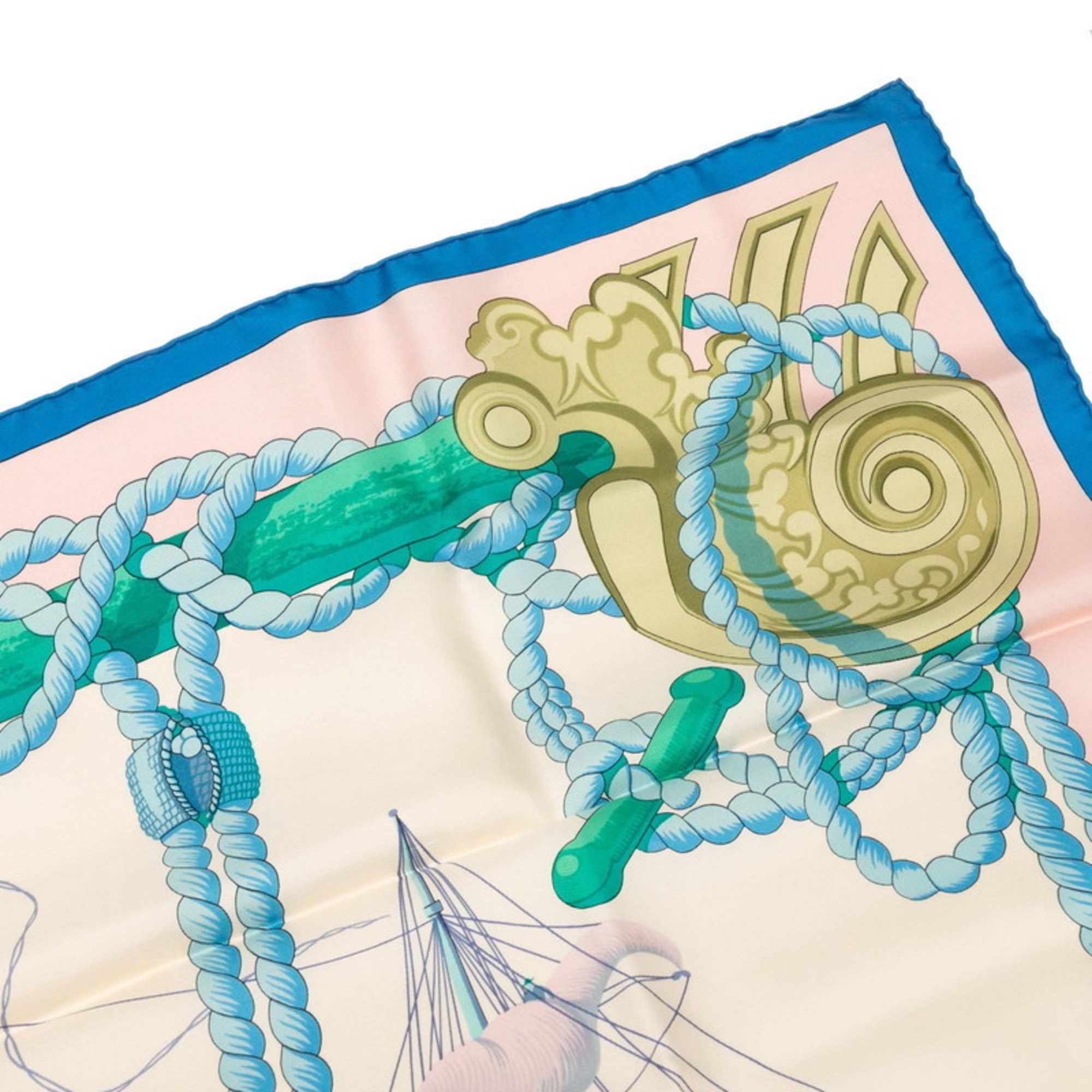 Hermes Hermes Hermès Carré 90 Tribord Sailing Ship Scarf, Beige, Blue, Multicolor, Silk, Women's Size ONE SIZE - 3 Thumbnail
