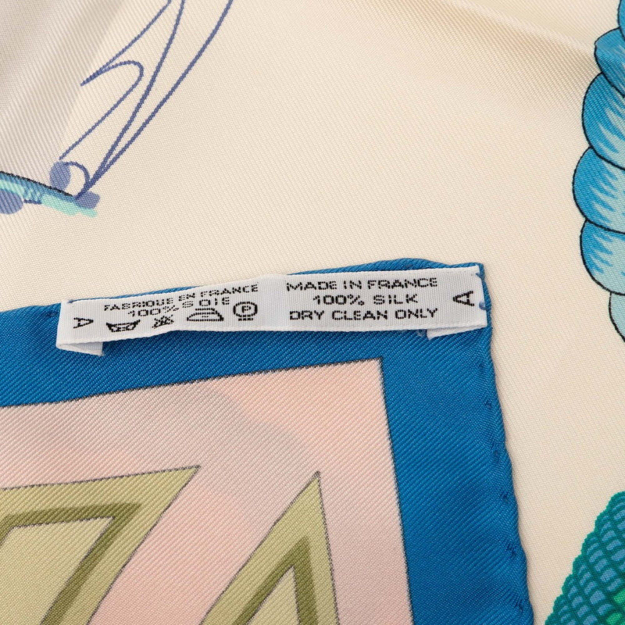 Hermes Hermes Hermès Carré 90 Tribord Sailing Ship Scarf, Beige, Blue, Multicolor, Silk, Women's Size ONE SIZE - 7 Thumbnail