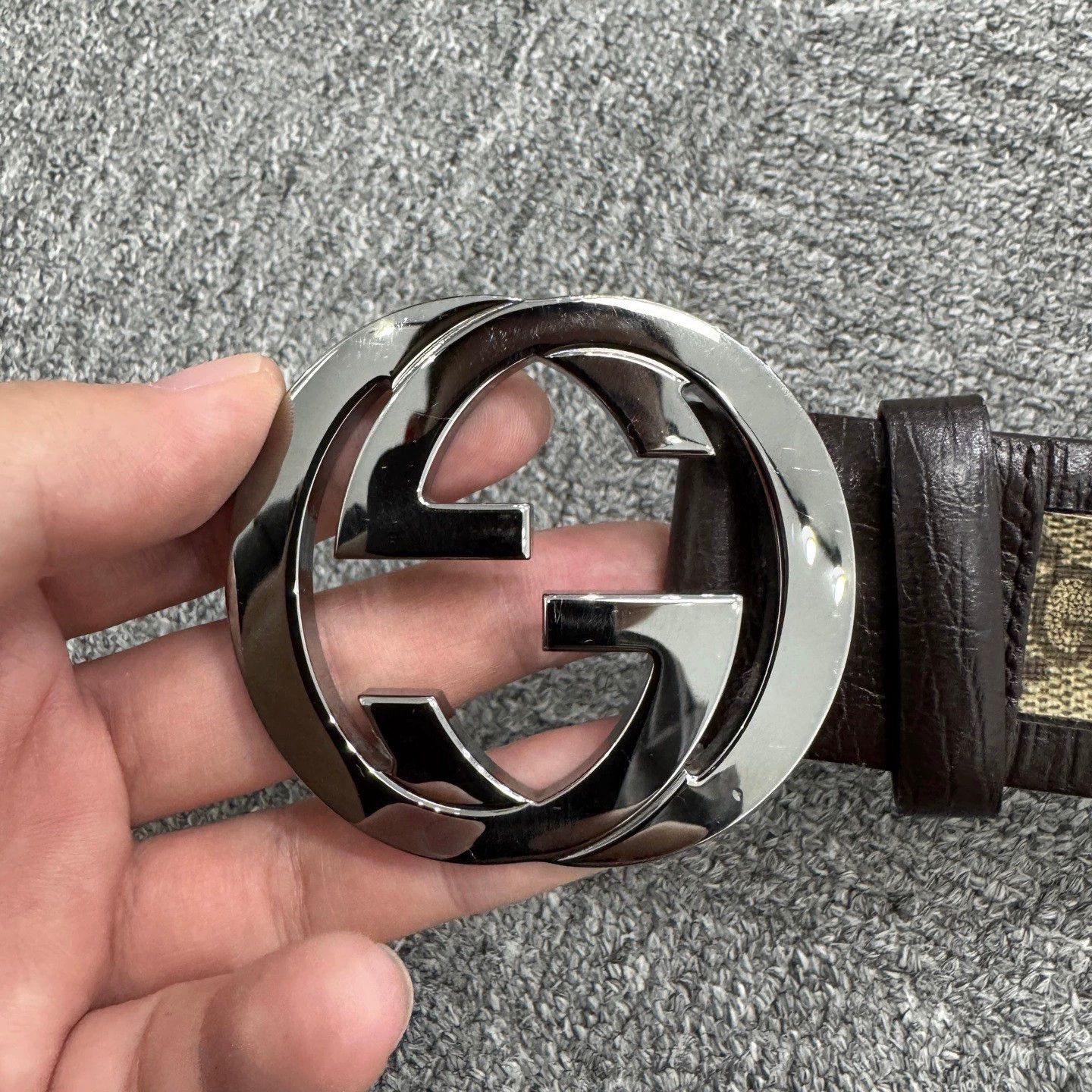 Gucci Gucci Ebony Fabric Leather Belt - dmc Size ONE SIZE - 2 Thumbnail