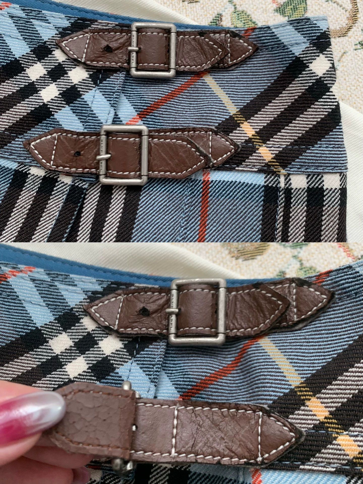 Burberry Burberry Blue Plaid Pleated Skirt - dmc Size US 27 - 8 Thumbnail