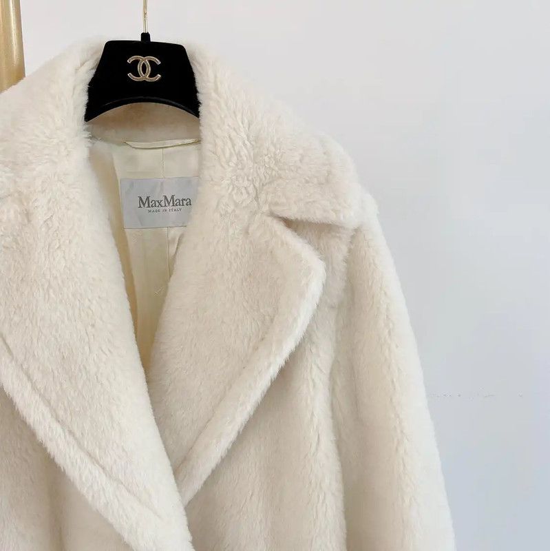 Max Mara MaxMara Classic White Alpaca Wool Coat 0089 Size XS / US 0-2 / IT 36-38 - 3 Thumbnail