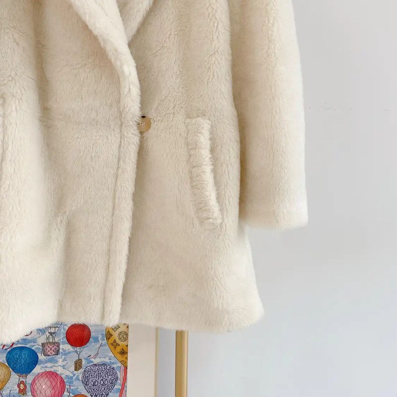 Max Mara MaxMara Classic White Alpaca Wool Coat 0089 Size XS / US 0-2 / IT 36-38 - 4 Thumbnail
