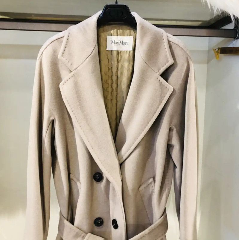 Max Mara MaxMara Light Gray Wool Women's Trench Coat 0089 Size M / US 6-8 / IT 42-44 - 3 Thumbnail