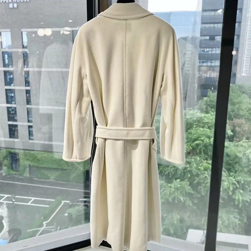 Max Mara MaxMara Cream Wool Women's Coat 0089 Size ONE SIZE - 2 Thumbnail