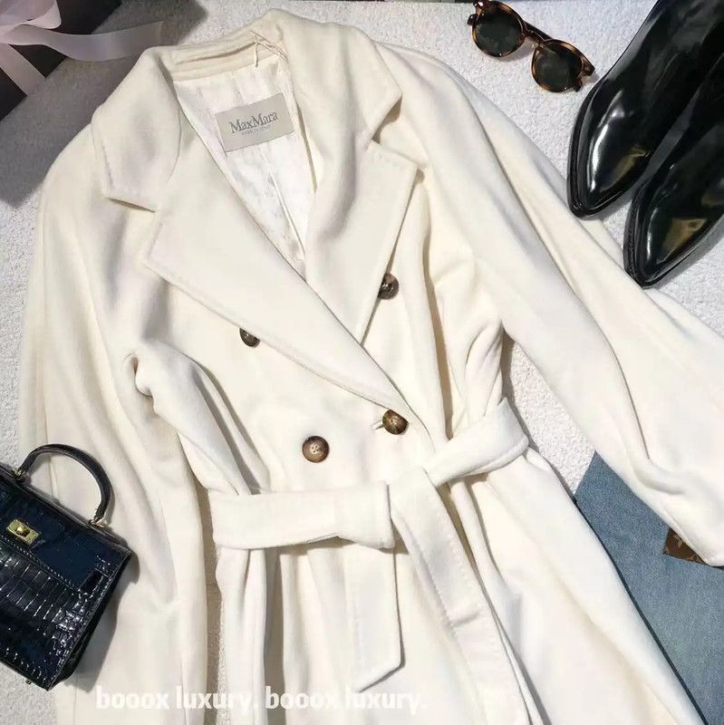 Max Mara MaxMara Cream Wool Women's Coat 0089 Size ONE SIZE - 4 Thumbnail
