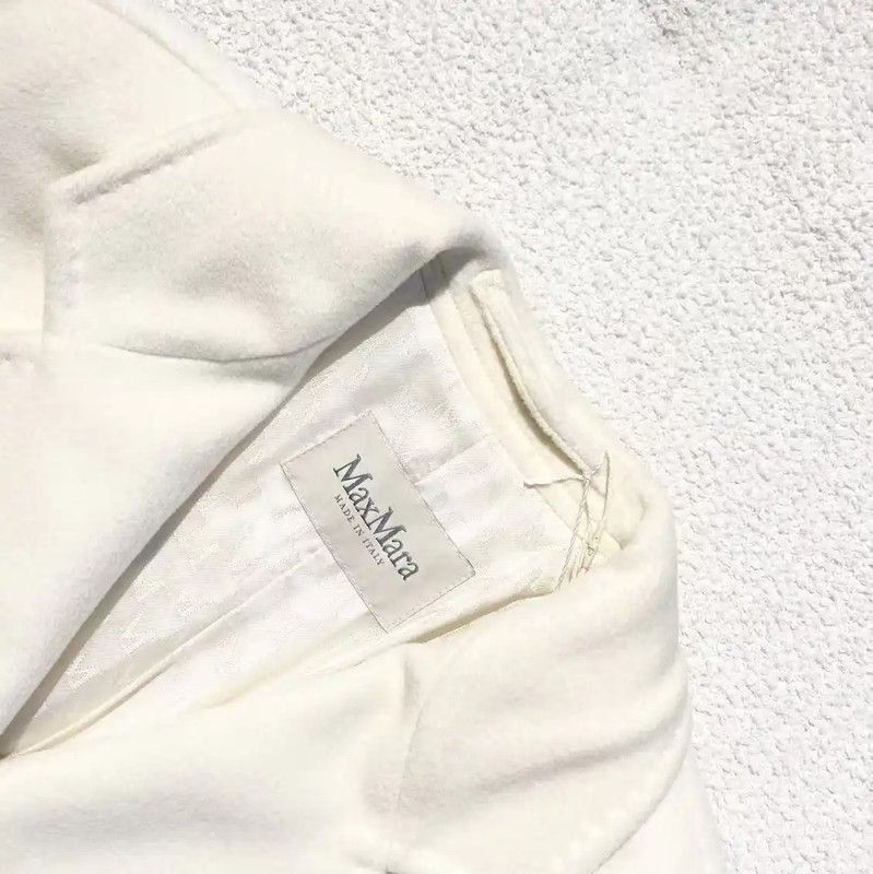 Max Mara MaxMara Cream Wool Women's Coat 0089 Size ONE SIZE - 3 Thumbnail