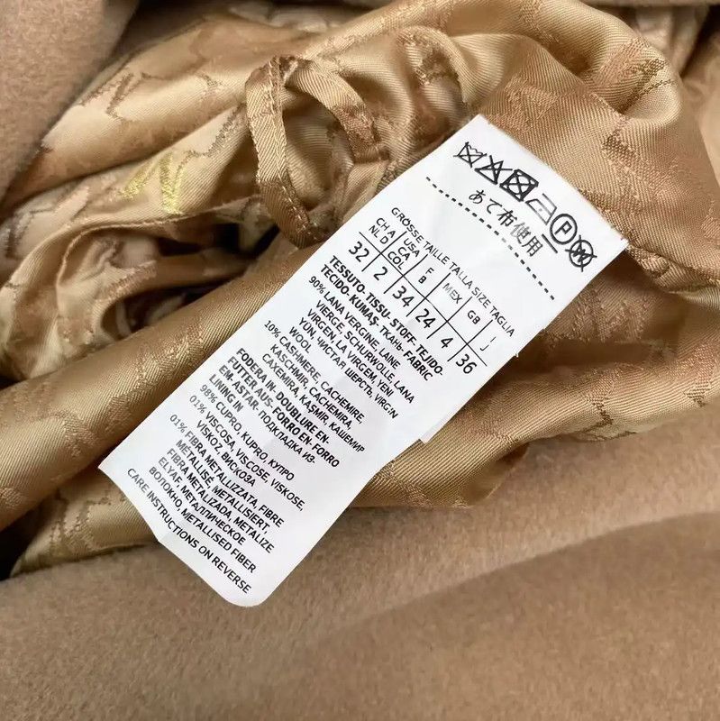 Max Mara MaxMara Beige Wool Women's Coat 0089 Size ONE SIZE - 4 Thumbnail