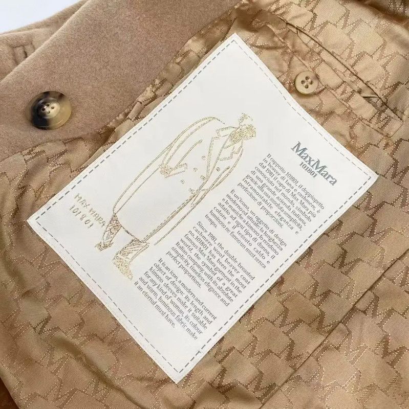 Max Mara MaxMara Beige Wool Women's Coat 0089 Size ONE SIZE - 6 Thumbnail