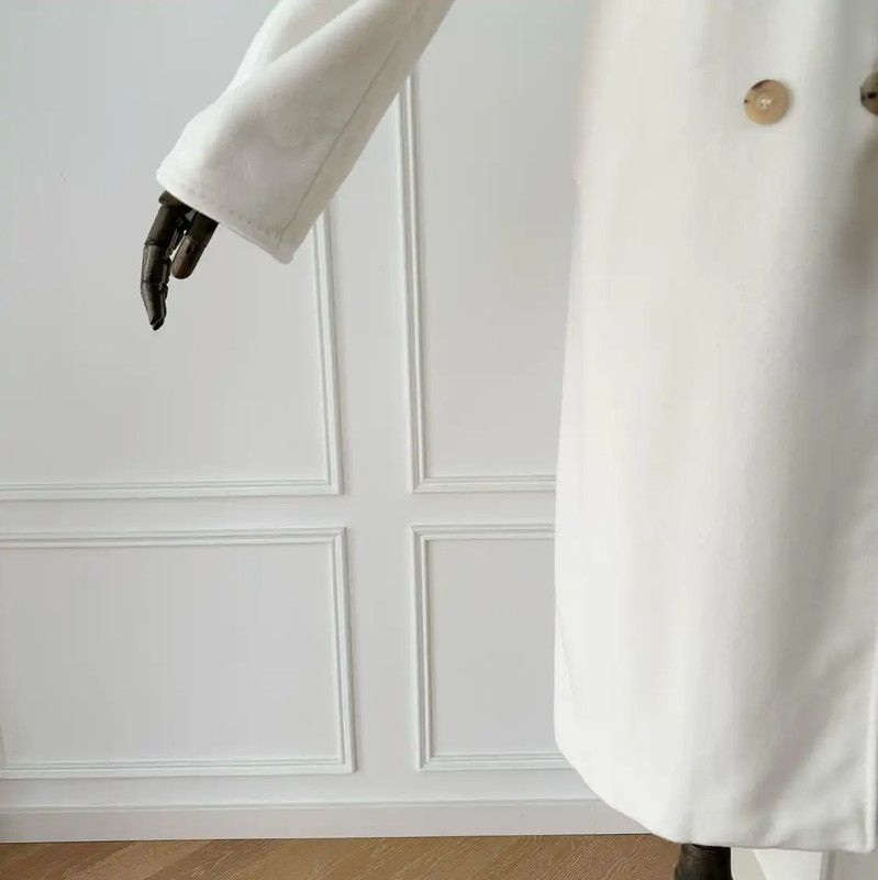 Max Mara MaxMara Women's White Coat with Belt 0089 Size M / US 6-8 / IT 42-44 - 5 Thumbnail
