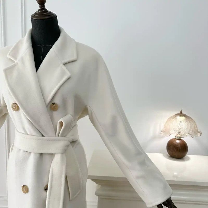 Max Mara MaxMara Women's White Coat with Belt 0089 Size M / US 6-8 / IT 42-44 - 6 Thumbnail