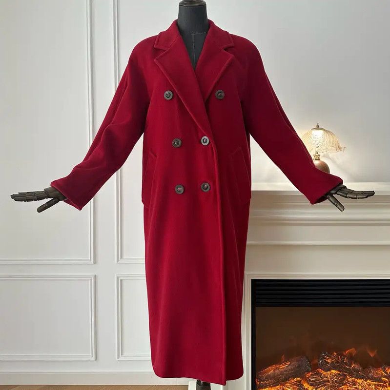 Max Mara MaxMara Red Wool Long Coat 0089 Size M / US 6-8 / IT 42-44 - 3 Thumbnail