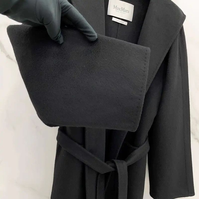 Max Mara MaxMara Black Cashmere Mid-Length Coat 0089 Size S / US 4 / IT 40 - 5 Thumbnail