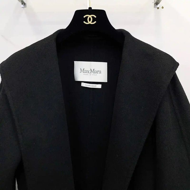 Max Mara MaxMara Black Cashmere Mid-Length Coat 0089 Size S / US 4 / IT 40 - 3 Thumbnail