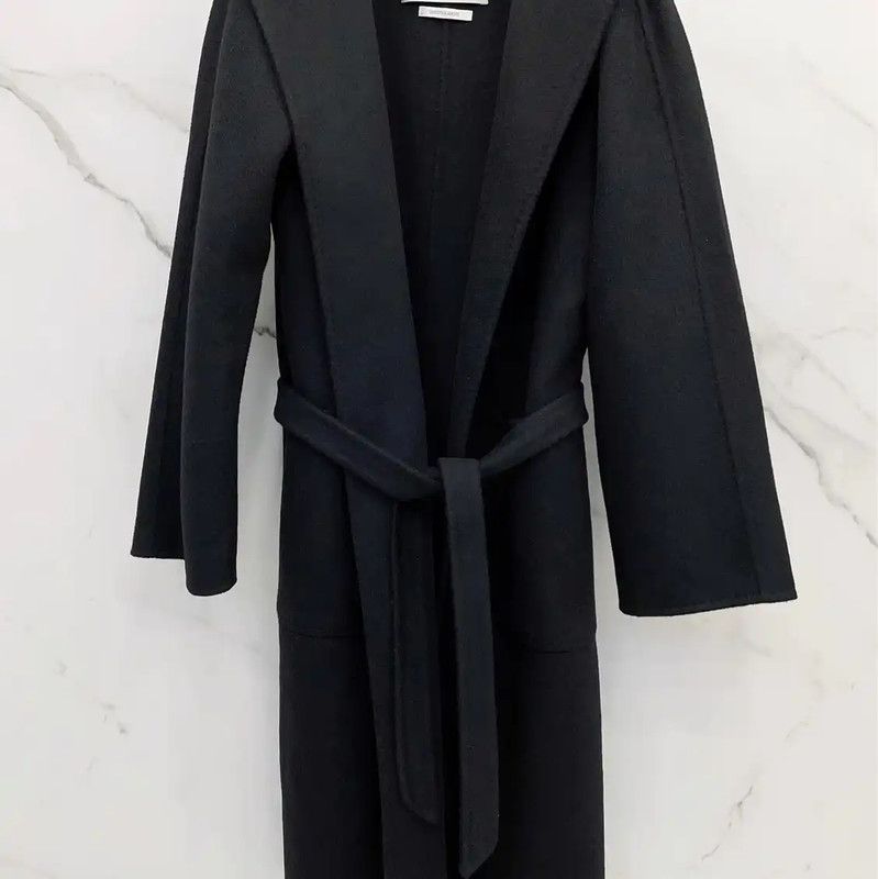 Max Mara MaxMara Black Cashmere Mid-Length Coat 0089 Size S / US 4 / IT 40 - 4 Thumbnail