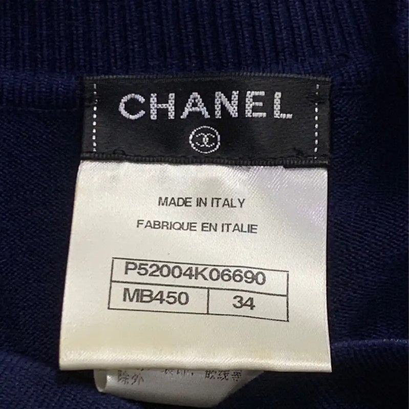 Chanel Chanel Embroidered Navy Wool Pullover Sweater 0089 Size XXS / US 00 / IT 34 - 6 Thumbnail