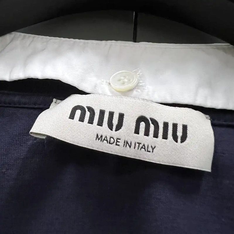 Miu Miu Miu Miu Summer Navy Blue Short Sleeve T-Shirt 0089 Size S / US 4 / IT 40 - 2 Thumbnail