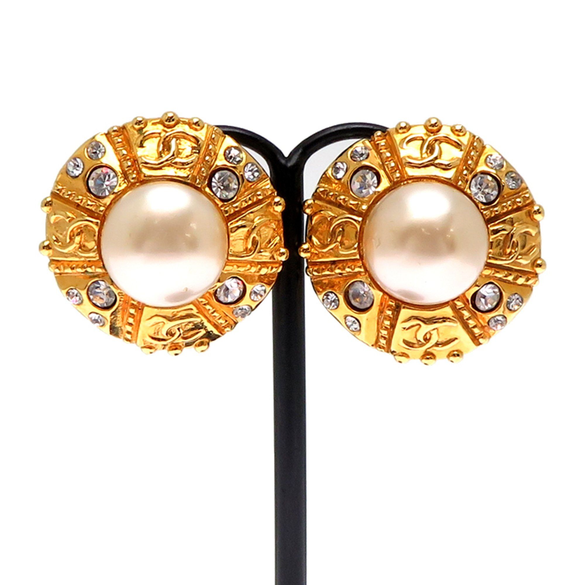 Chanel Chanel Coco Mark Pearl Women's Earrings GP Size ONE SIZE - 2 Thumbnail