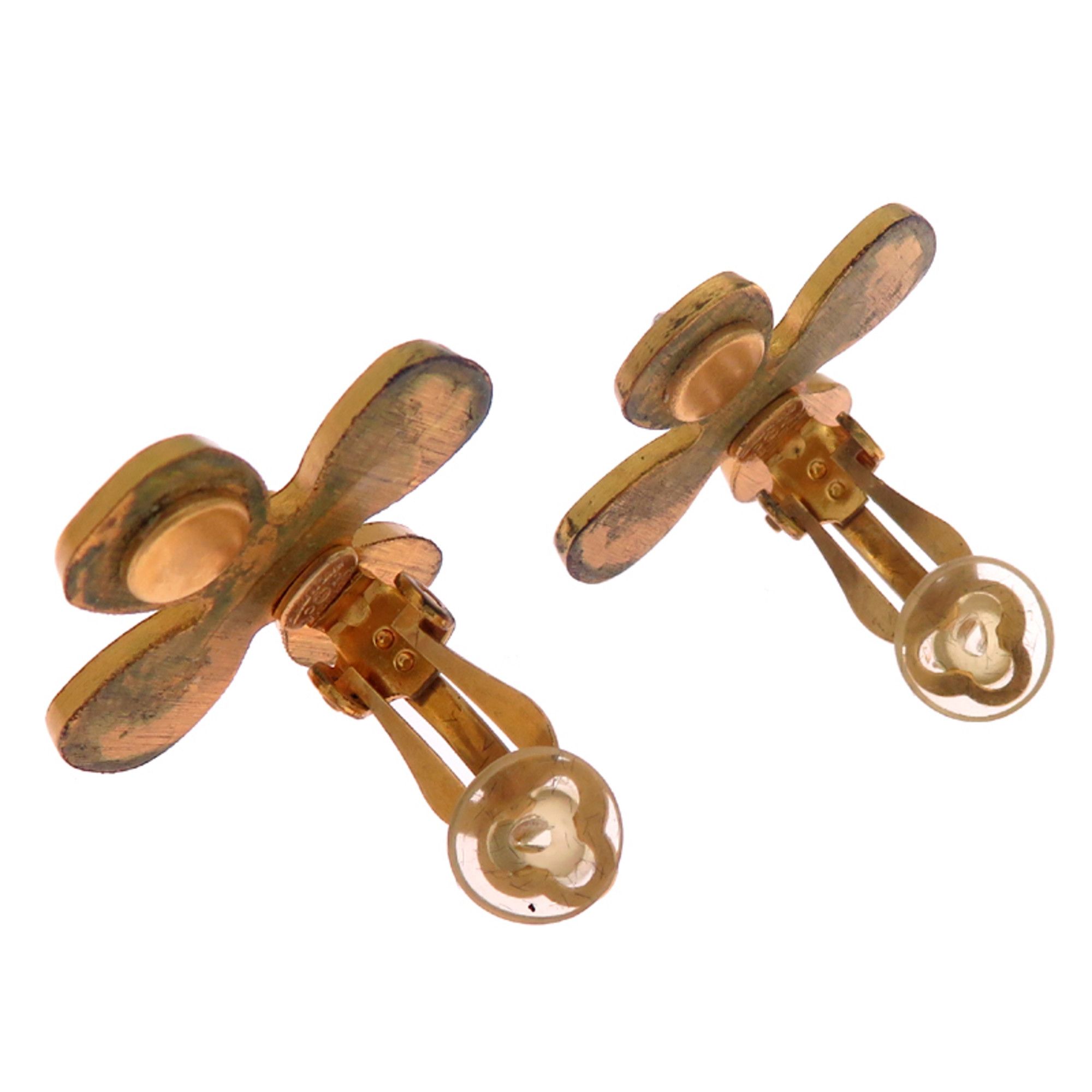 Chanel Chanel Coco Mark Clover Women's Earrings GP Size ONE SIZE - 4 Thumbnail